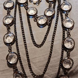 Simply Vera Wang Multi strand Gunmetal grey chain necklace